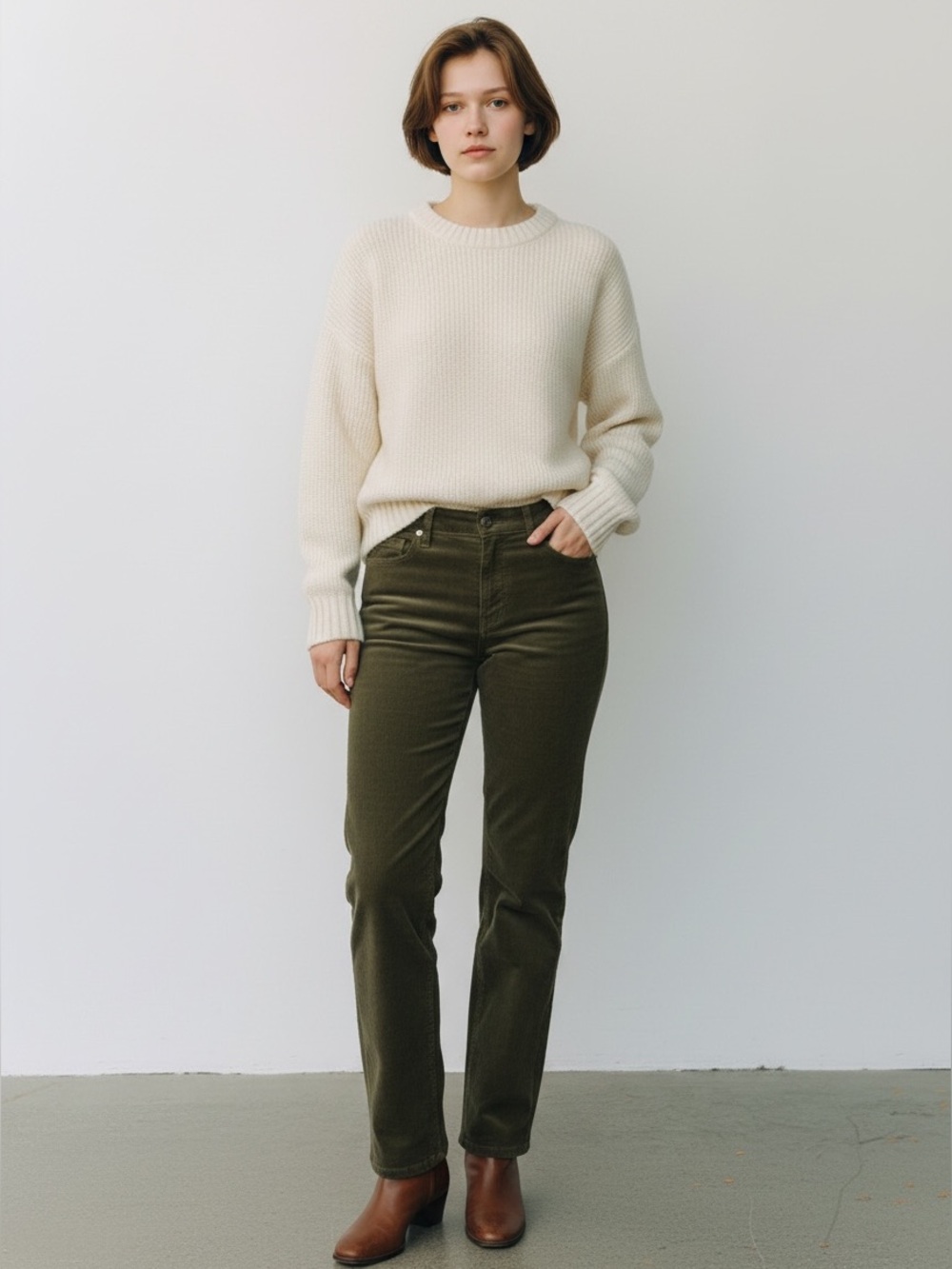 PAIGE Womens Dark Brushed Olive Fine Wale Corduroy Pants ~ NWT ~ size 31